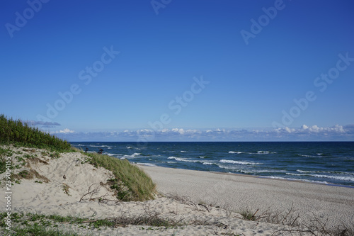Sea landscape of the Baltic sea with coastal sand dunes of the Curonian spit. © vvicca