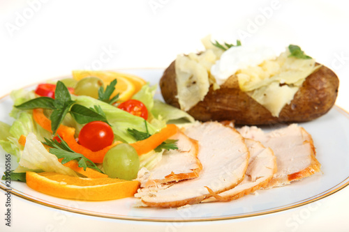 Turkey salad and potato dinner