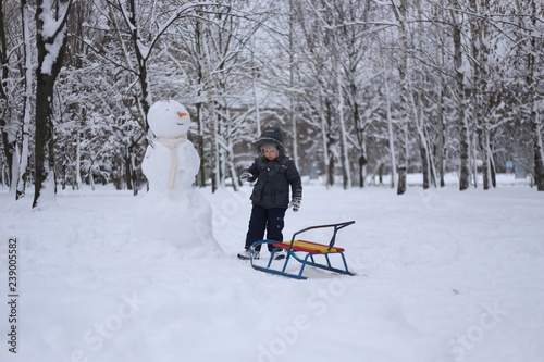 child park winter play snow fun emotions