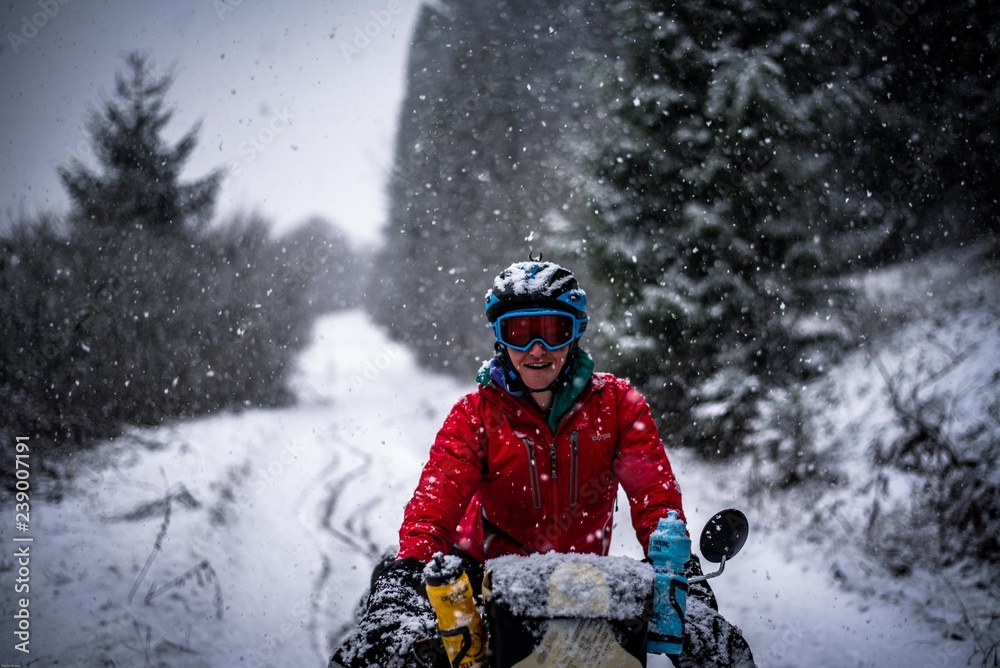 Cycle touring in the snow, Slovakia