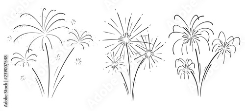Hand drawn set of fireworks.