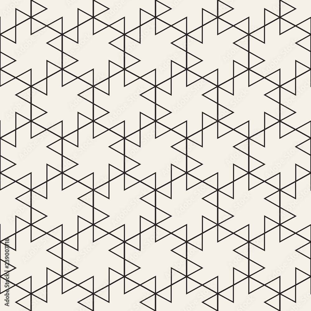 Fototapeta premium Vector seamless geometric pattern. Simple abstract lines lattice. Repeating triangle elements stylish background.
