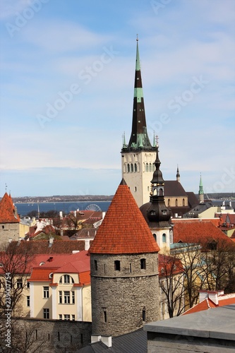 View of the towers and roofs of Old Tallinn from the fortress wall