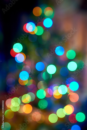New Year tree with blurred bokeh background