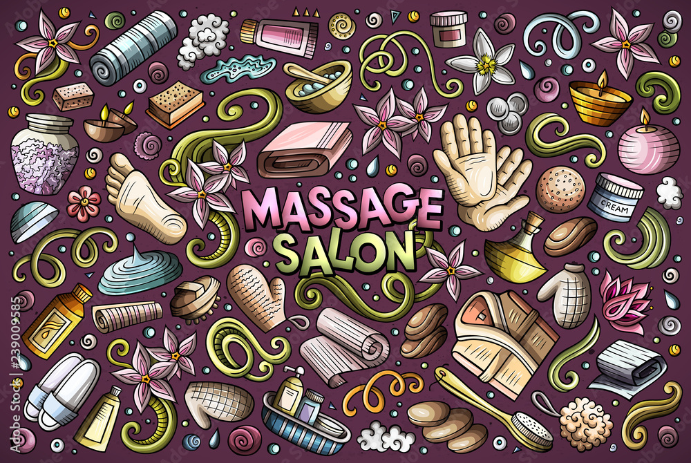 Vector set of Massage and Spa objects