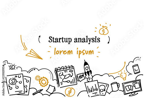financial business startup analysis concept sketch doodle horizontal copy space