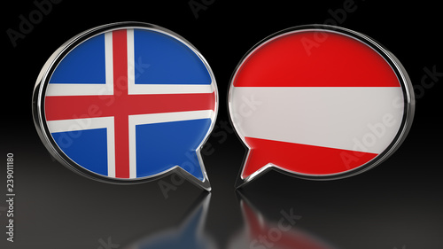 Iceland and Austria flags with Speech Bubbles. 3D illustration Free Download Iceland and Austria flags with Speech Bubbles. 3D illustration - GFXLoad