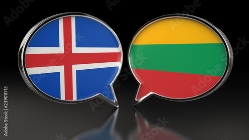 Free Download Iceland and Lithuania flags with Speech Bubbles. 3D illustration - GFXLoad