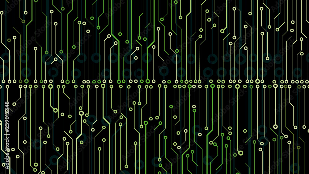 Circuit Board Technology Information Pattern Concept Vector Background. Modern Color Abstract PCB Trace Data Infographic Design Illustration. Circuit Board Technology Information Pattern Concept Vector Background. Modern Color Abstract PCB Trace Data Infographic Design Illustration.