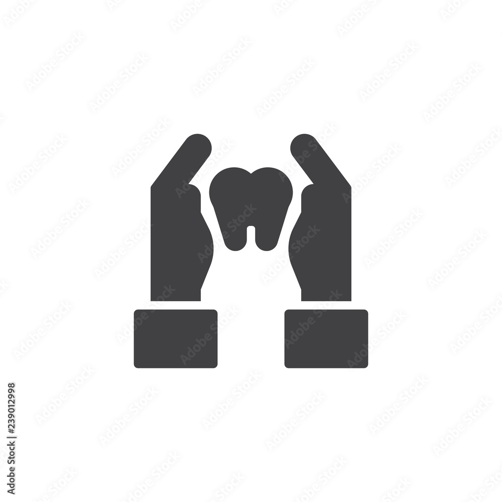 Hands hold tooth vector icon. filled flat sign for mobile concept and web design. Teeth Dental care simple solid icon. Symbol, logo illustration. Pixel perfect vector graphics Hands hold tooth vector icon. filled flat sign for mobile concept and web design. Teeth Dental care simple solid icon. Symbol, logo illustration. Pixel perfect vector graphics