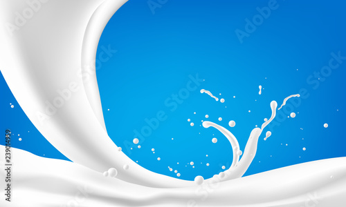 Abstract background ripple milk on blue background.