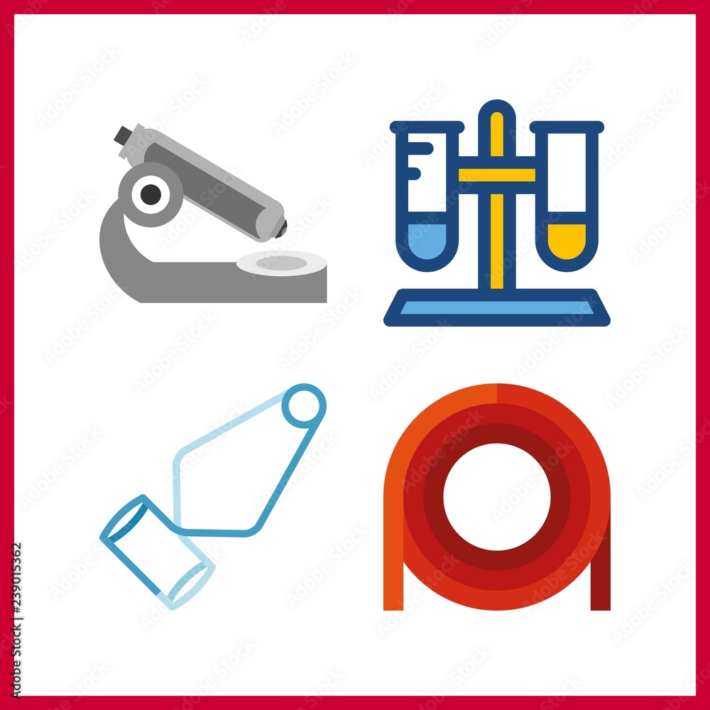 4 scientific icon. Vector illustration scientific set. test tube holder and microscope icons for scientific works
