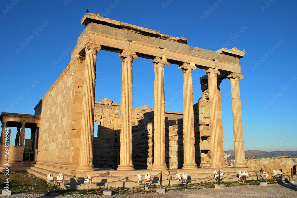 The Erechtheion temple on a bright day