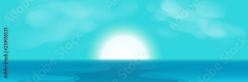 Fototapeta Naklejka Na Ścianę i Meble -  Sunrise, sea and sky abstract background vector illustration, long horizontal style