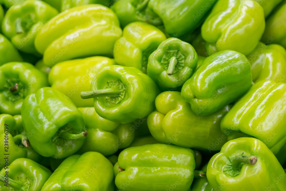 fresh green bell pepper in market, healthy food fresh green bell pepper in market, healthy food