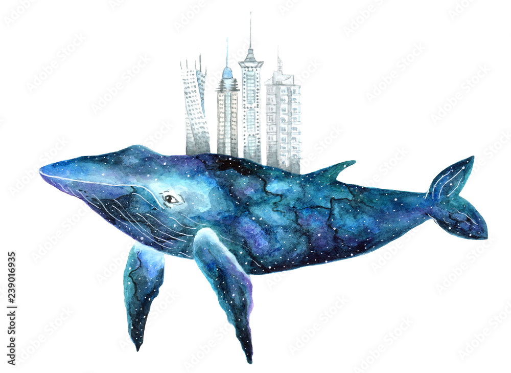 Fototapeta premium akwarela wieloryb