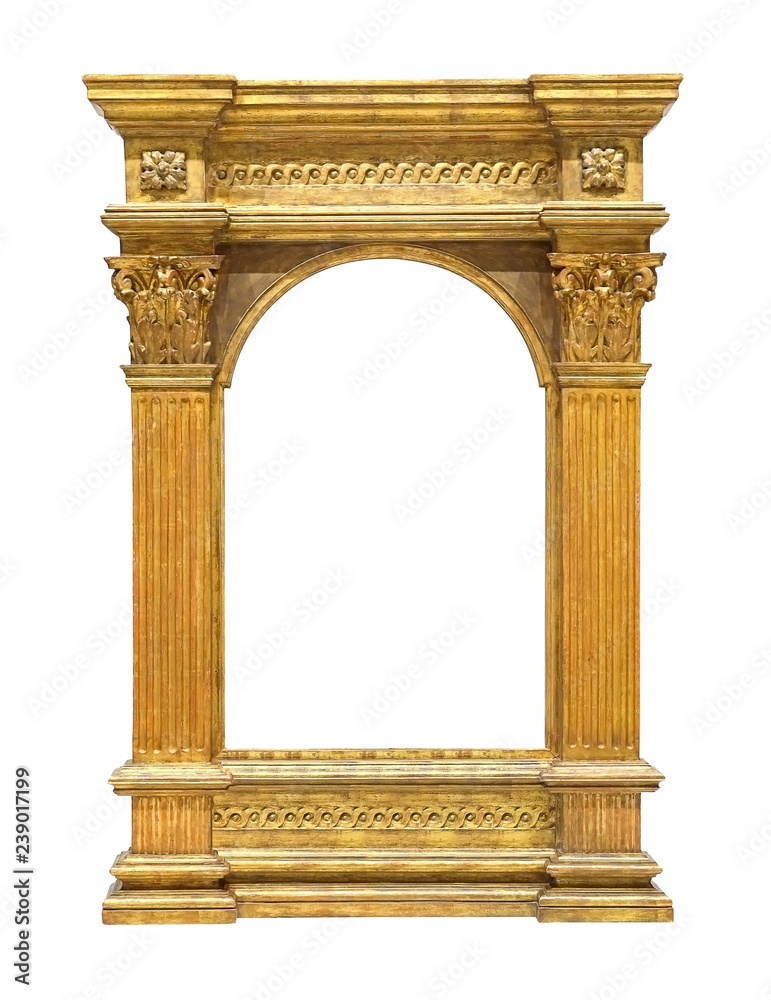 Naklejka premium Golden frame for paintings, mirrors or photo isolated on white background