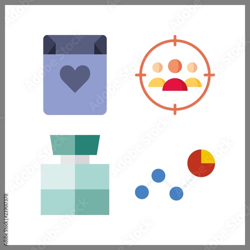 4 market icon. Vector illustration market set. line chart and cologne icons for market works