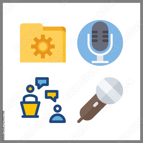 4 presentation icon. Vector illustration presentation set. folder and lecture icons for presentation works