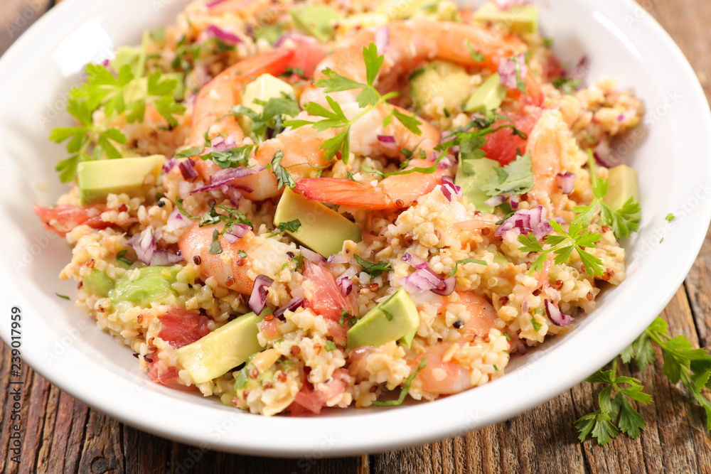 gourmet salad with avocado, shrimp and grapefruit gourmet salad with avocado, shrimp and grapefruit