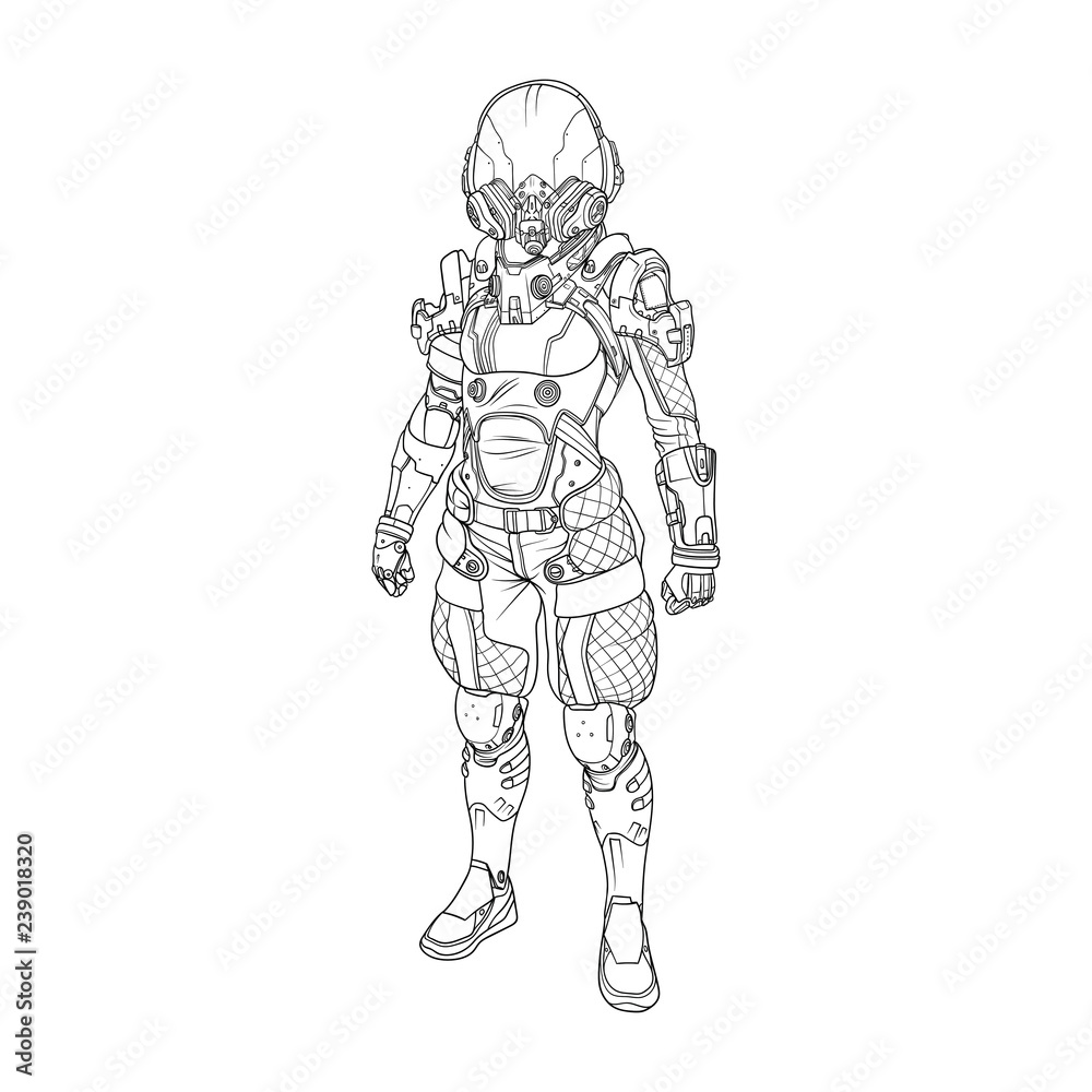 Space suit on a white background