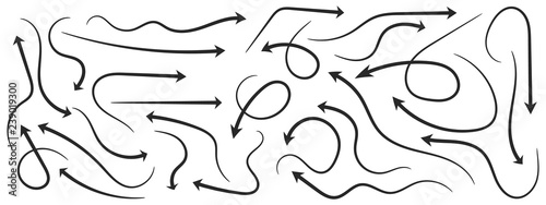 Set of hand drawn arrows. Vector illustration.