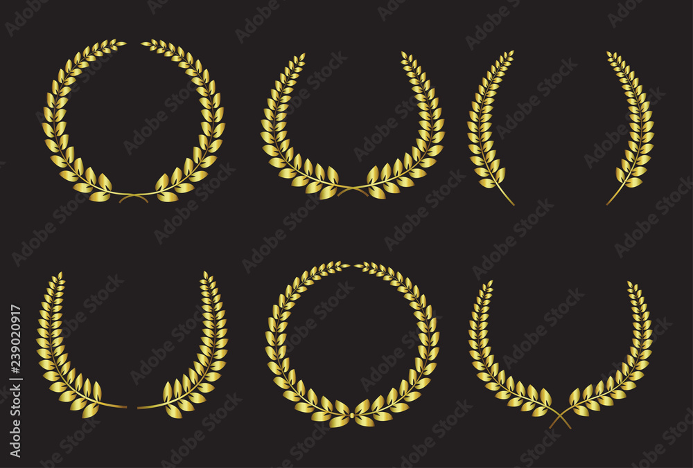 Set of gold laurel wreaths
