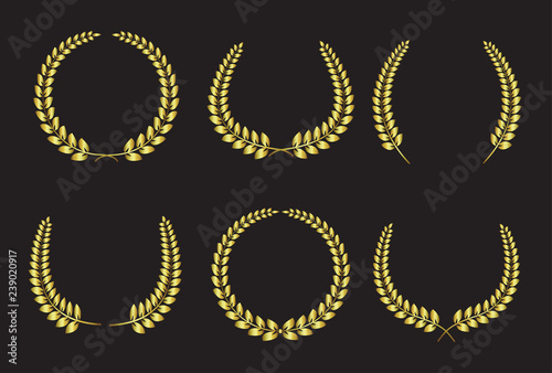 Set of gold laurel wreaths