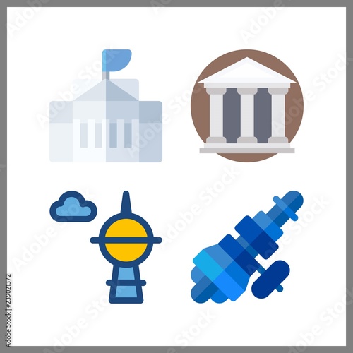 4 building icon. Vector illustration building set. skyscraper and white house icons for building works
