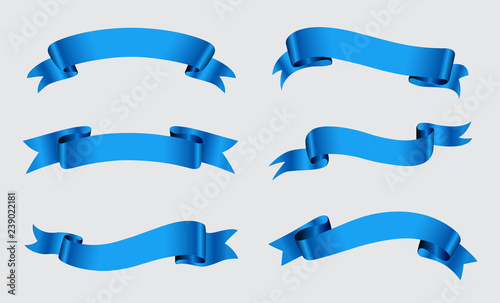 Set of blue ribbons