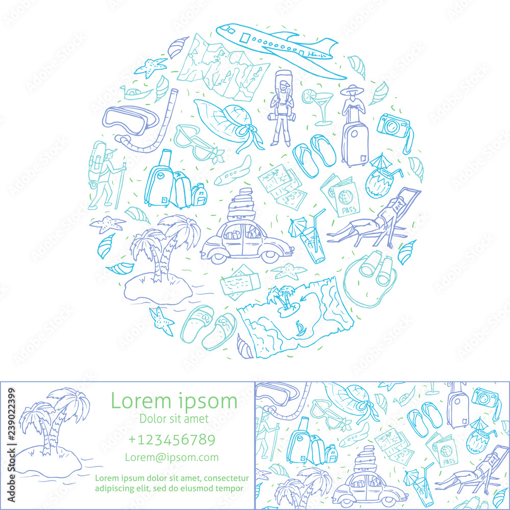 Vector template for your text with travel hand drawn elements