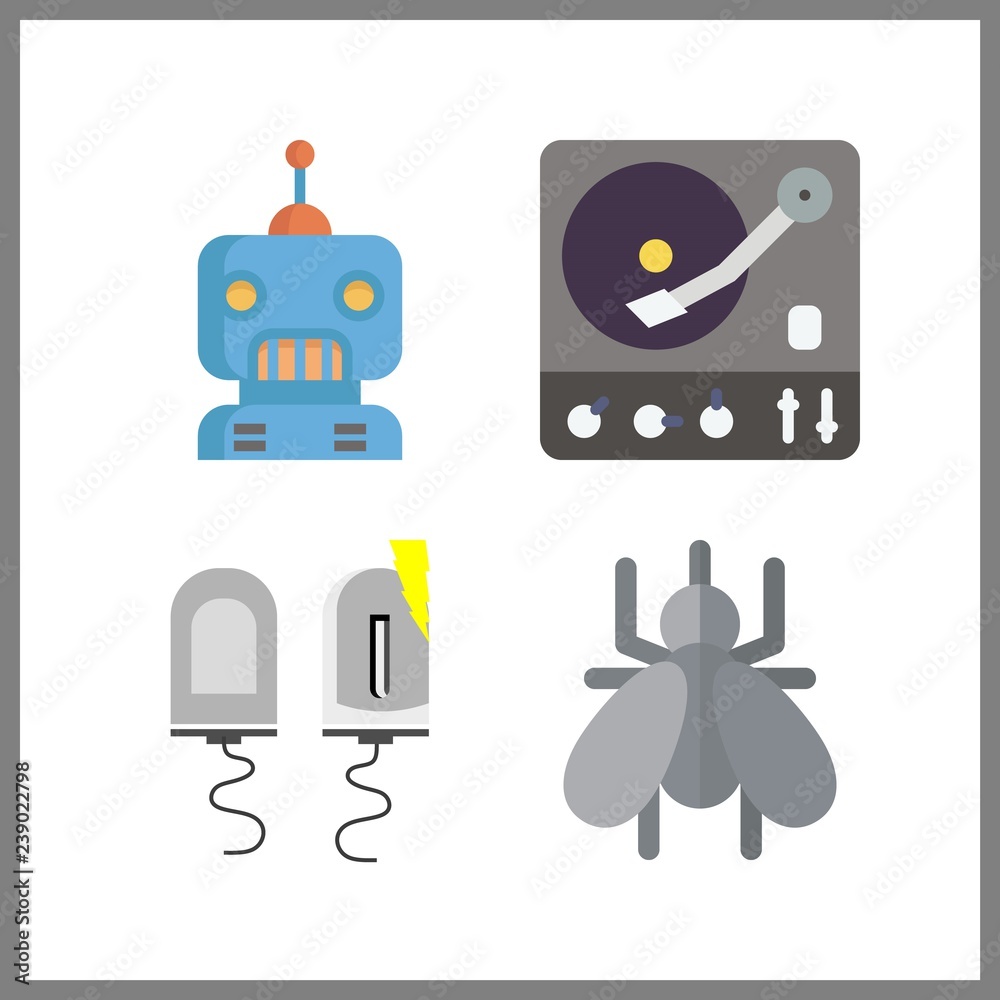 4 arm icon. Vector illustration arm set. robot and turntable icons for arm works