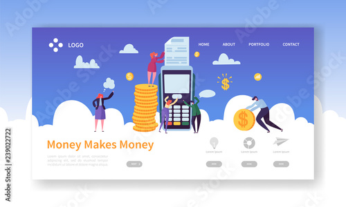 Credit Card Payment Terminal Concept For Landing Page Template Business Characters Pay Cash Coins Online Banking Money Transaction Technology Design For Website Flat Cartoon Vector Illustration Stock Vector Adobe Stock
