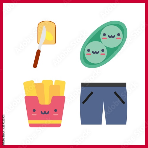 4 fresh icon. Vector illustration fresh set. short and fatty bread icons for fresh works