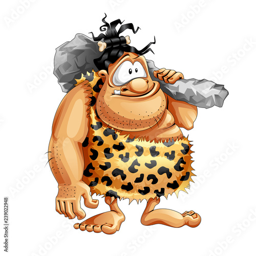 vector cute friendly cave man brutal dumbass cartoon