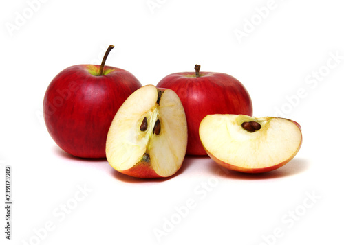 Apple with slice on a white background