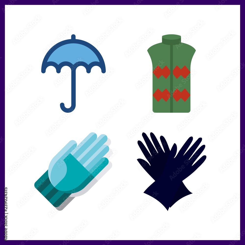 4 protective icon. Vector illustration protective set. umbrella and gloves icons for protective works 4 protective icon. Vector illustration protective set. umbrella and gloves icons for protective works