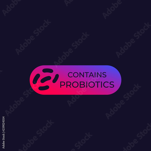 contains probiotics label, vector