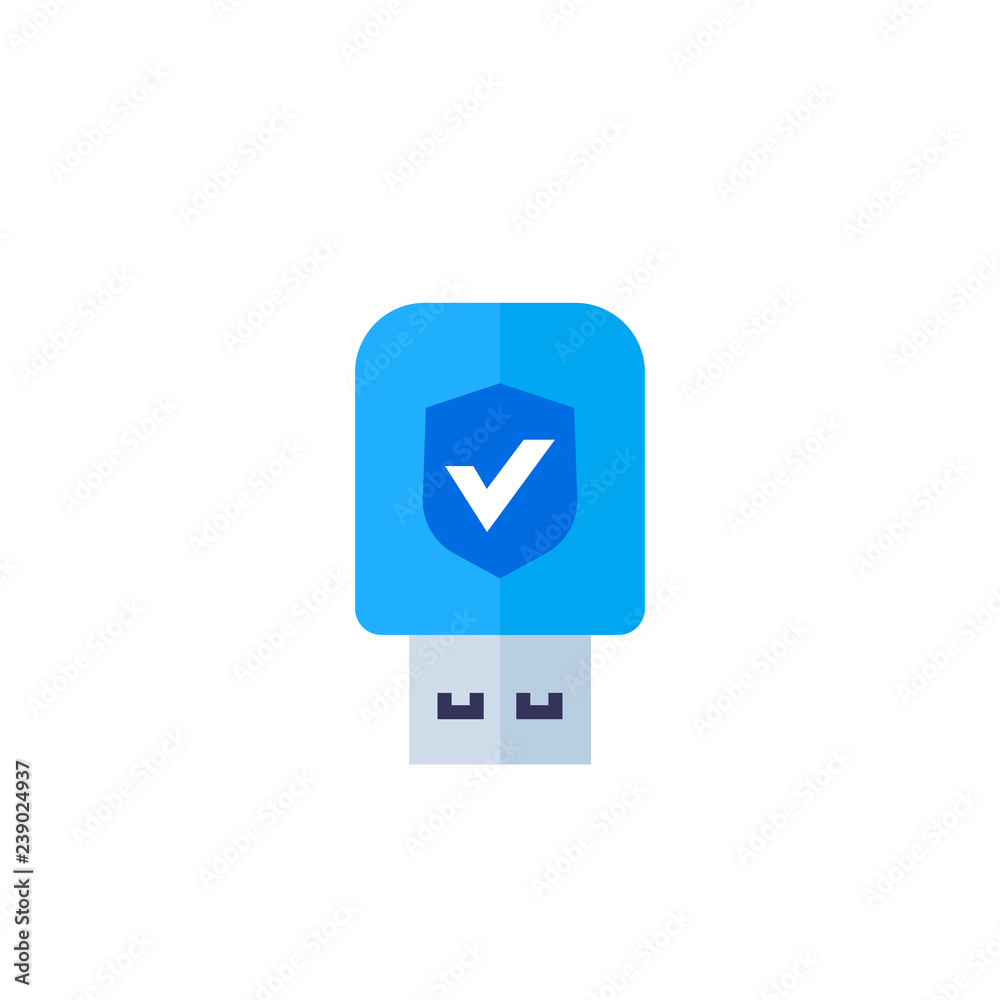 usb stick, data protection, security key vector icon on white, flat style usb stick, data protection, security key vector icon on white, flat style