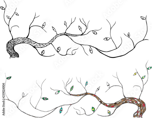 Vector image of decorative flexible tree