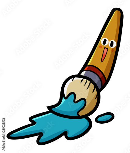 Funny and cute brush painting and  laughing - vector