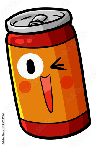 Cute and funny soda can laughing with blinking eye - vector