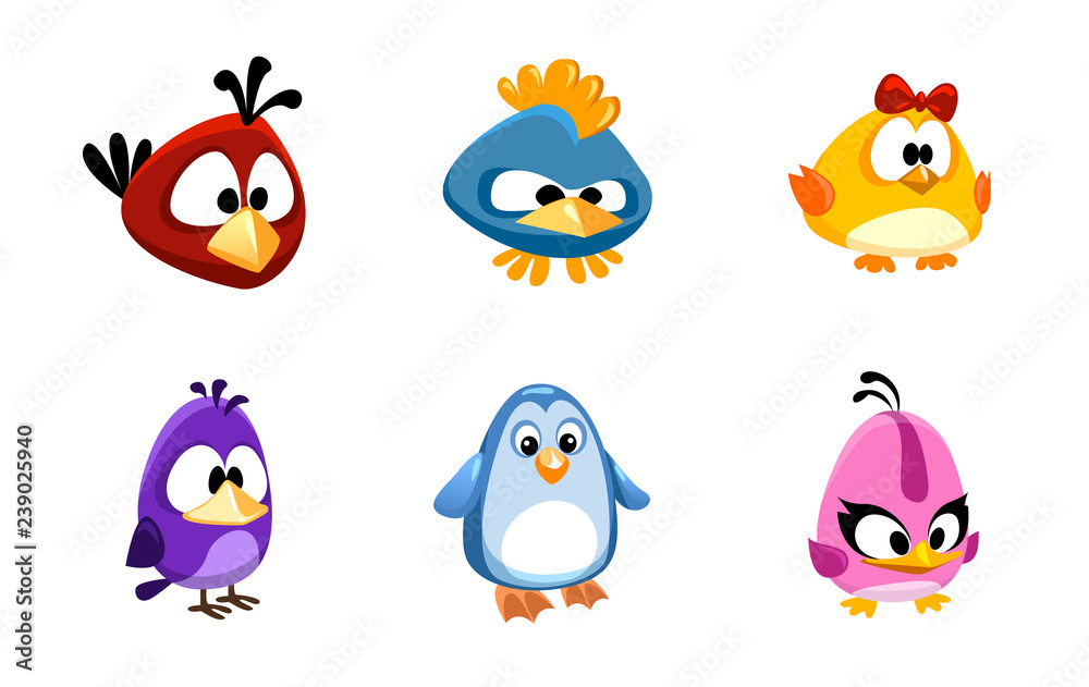 vector set of birds funny cartoon