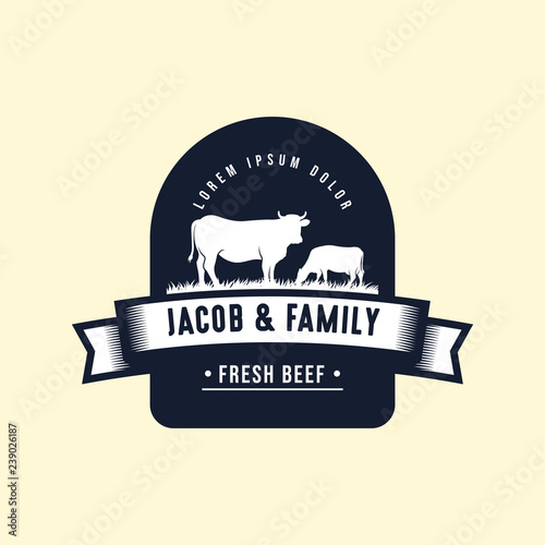 black angus logo design template. cow farm logo design