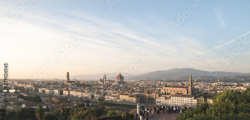 Unreal panoramic landscape of Florence, Italy from the viewpoint of the city at a beautiful time of day. Very beautiful landscape of Florence