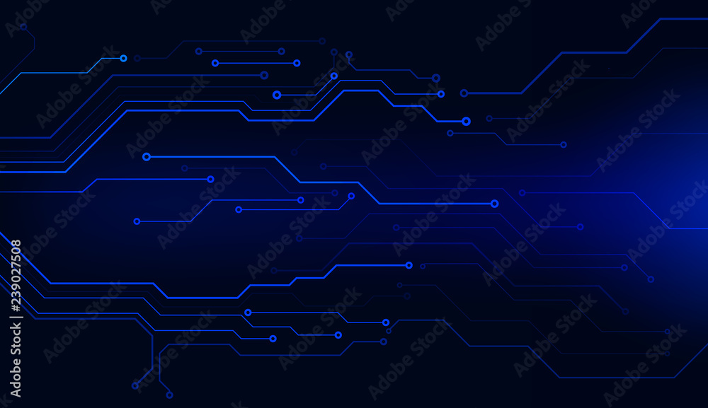 Circuit Board Technology Information Frame Pattern Concept Vector Background.  Blue Abstract Scifi PCB Trace Data Transfer Design Illustration. Stock  Vector | Adobe Stock