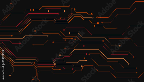 Circuit Board Technology Information Pattern Concept Vector Background. Modern Color Abstract PCB Trace Data Infographic Design Illustration.