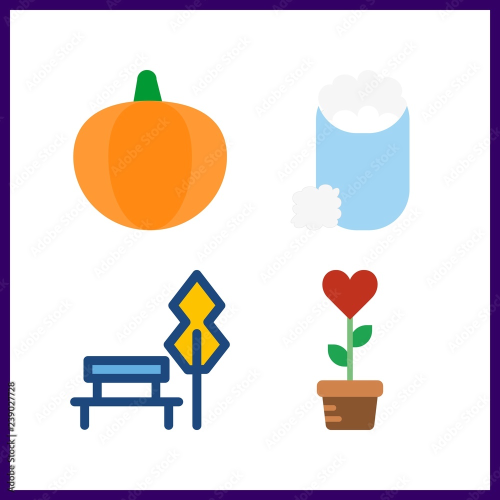 Fototapeta premium 4 farm icon. Vector illustration farm set. plant and park icons for farm works