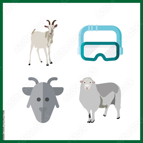 4 funny icon. Vector illustration funny set. goat and sheep icons for funny works