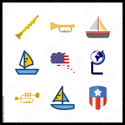 9 wind icon. Vector illustration wind set. trumpet and oboe icons for wind works